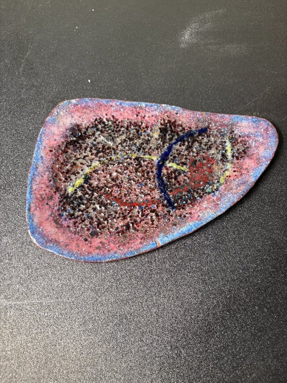 Vintage MCM Copper Trinket Dish with Spattered Paint